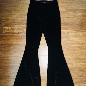 Nasty Gal black velvet bell bottoms